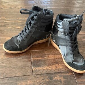 Aldo Black Wedge Sneakers with Studded Detail